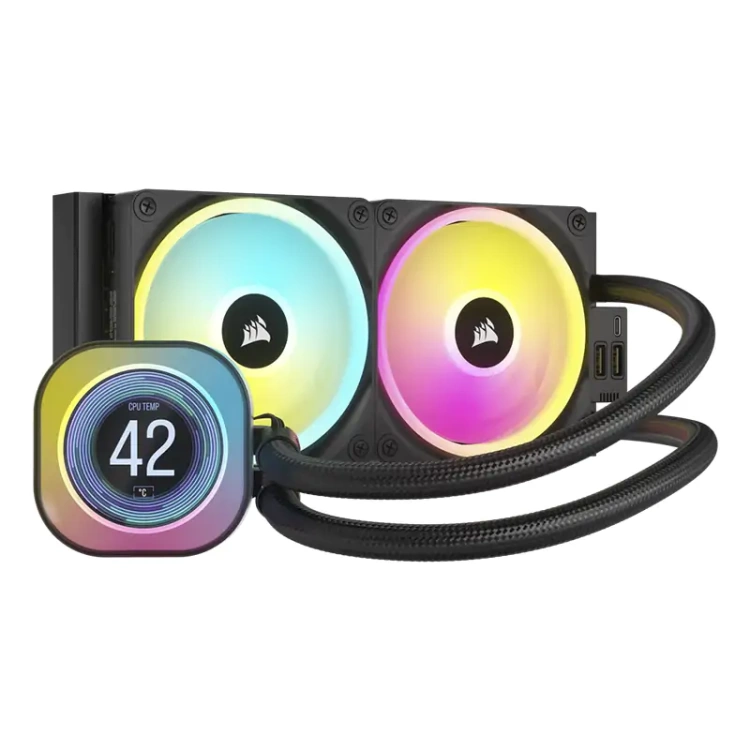 Corsair iCUE H100i iCUE Link LCD Display 240mm AIO with 2xQX120 fans (Black)