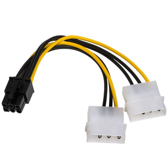 2x Molex to 6-Pin PCIe Power Adaptor