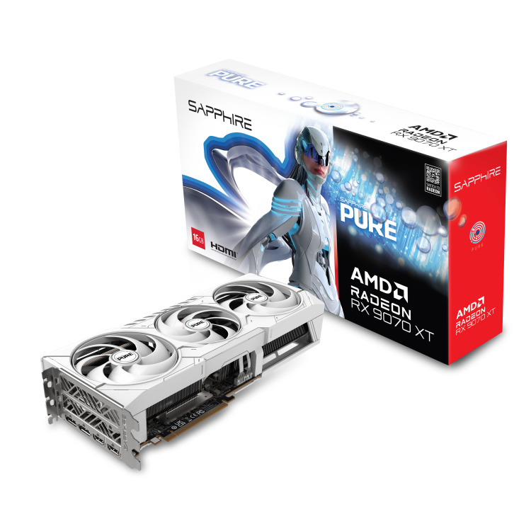 Sapphire PURE Radeon RX 9070 XT Gaming 16G GDDR6 Graphics Card (White)